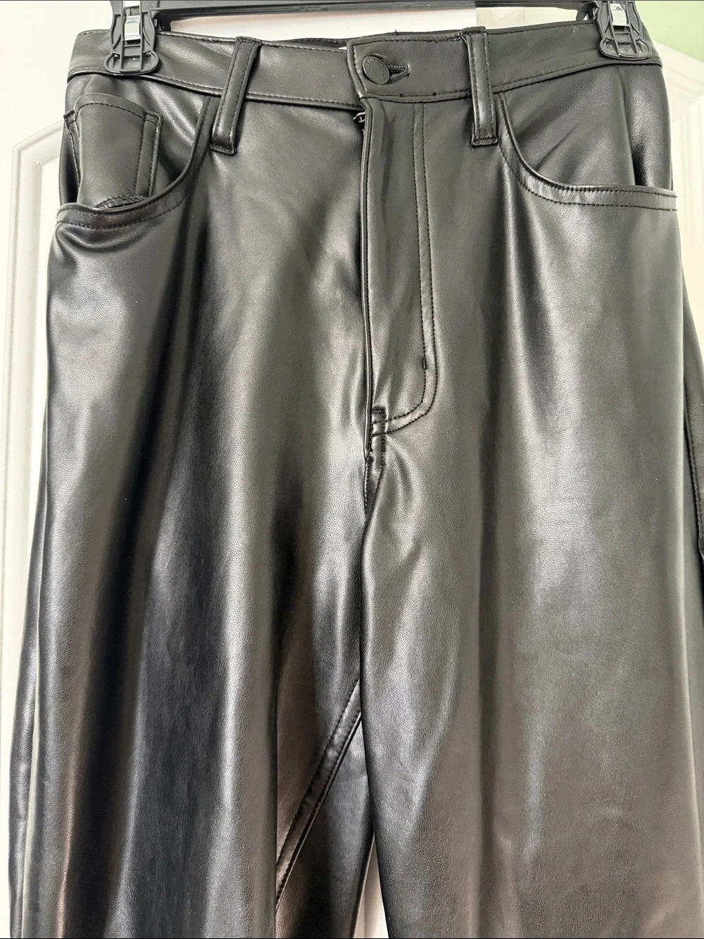 Abercrombie & Fitch Black Faux-Leather Straight Leg Pants